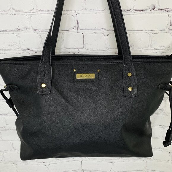 MARC FISHER FAUX LEATHER BLACK TOTE BAG PURSE - Picture 2 of 10